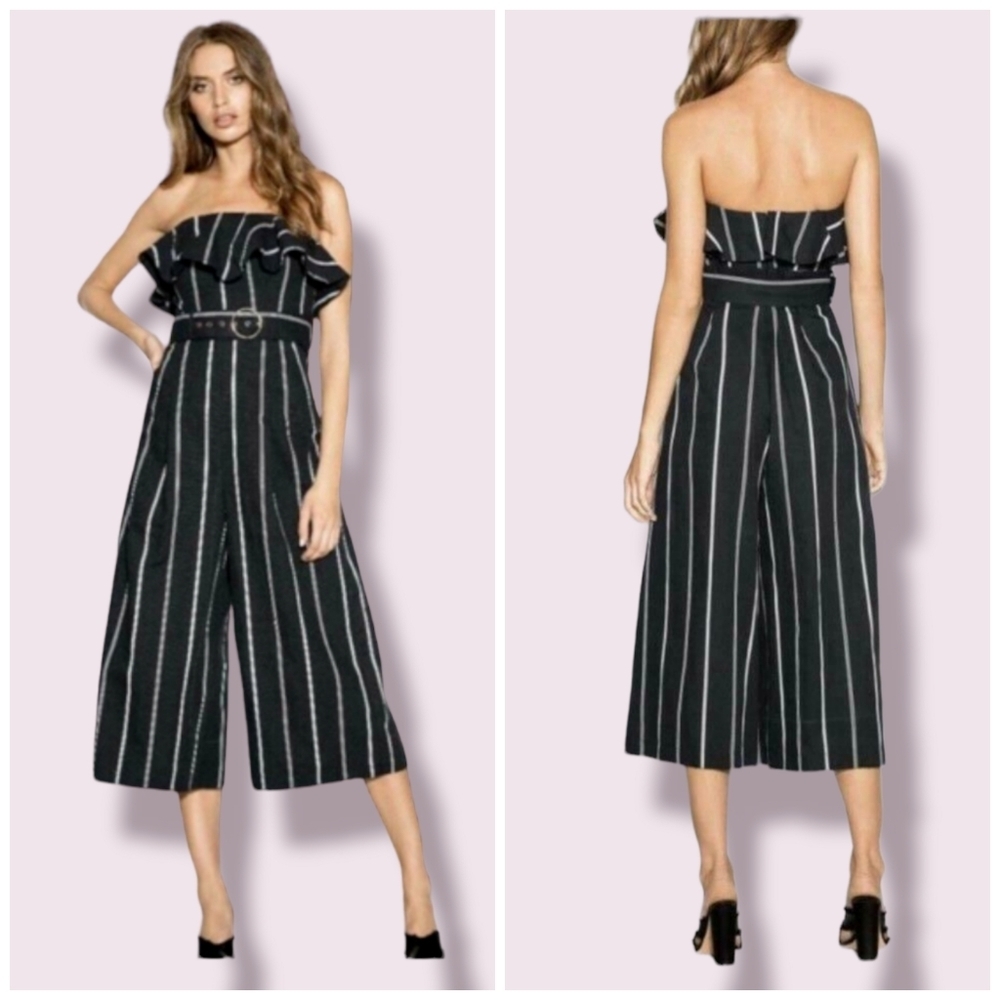 Chelsea linen striped strapless jumpsuit S